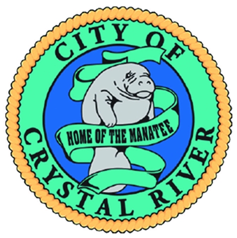 City of Crystal River Home of the Manatee Logo with manatee in center 