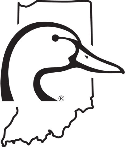 Artwork logo of duck head inside outline of Indiana