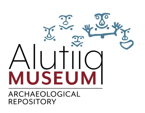 A wordmark with traditional Alutiiq figures and text: Alutiiq Museum Archaeological Repository