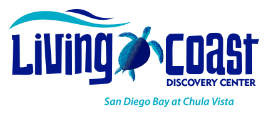 Logo that reads, Living Coast Discovery Center, San Diego Bay at Chula Vista. There's an illustration of a turtle and two line waves. 