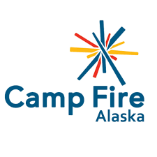 colored lines that look like a camp fire above the words "Camp Fire Alaska"