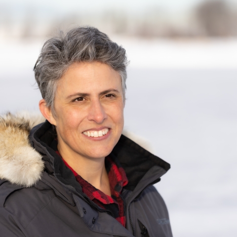 woman in a jacket in the winter