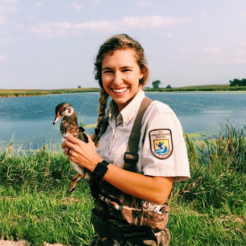 Erin holding a duck