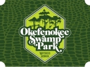 A logo with a green background that reads Okefenokee Swamp Park Waycross Georgia