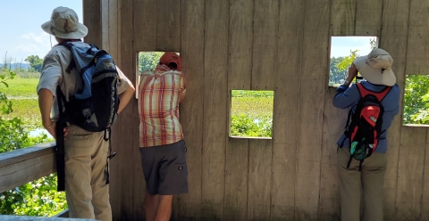 Visitors enjoy the photo blind at Occoquan Bay NWR