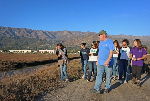 A group of people on a hike