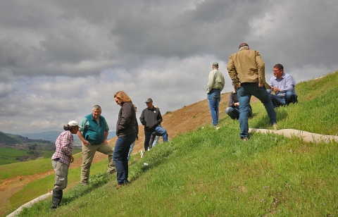 A group of people on a hillside