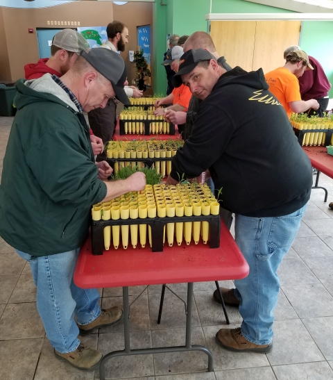 Monsanto employees transplant more than 2,500 plants and plant nearly 600 others at Neal Smith National Wildlife Refuge in Iowa. 