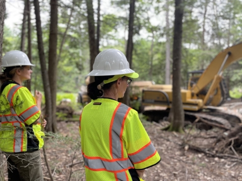 MEFO biologist on a stream restoration construction site