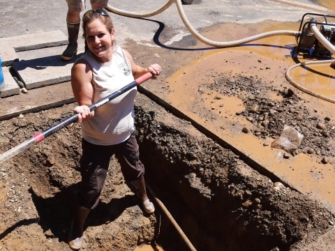 Quinault National Fish Hatchery staff working on facility maintenance project.