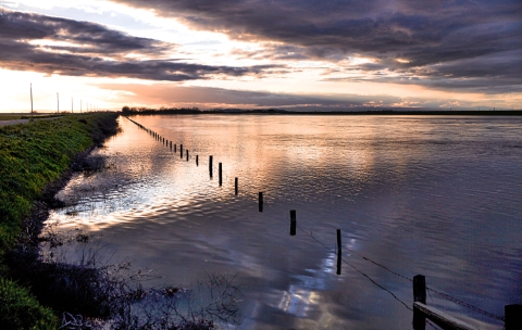 A sunset on a river