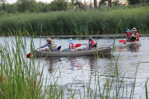 Canoers paddle Upper Souris National Wildlife Refuge Canoe Trail