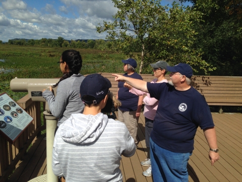 Trempealeau National Wildlife Refuge volunteers at observation deck 