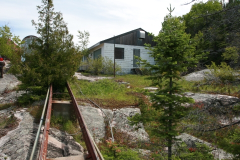 Tracks and bunkhouse.