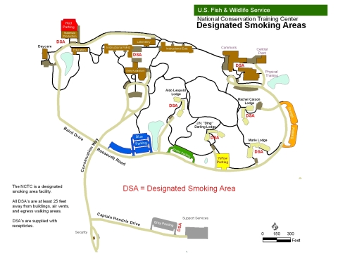 map showing designated smoking area