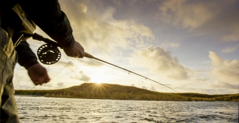 Fishing in a river at Kenai National Wildlife Refuge in Alaska.