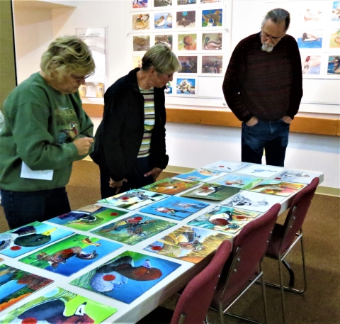 Judges Evaluating Junior Duck Stamp Artwork in Indiana