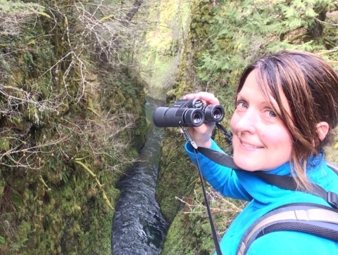 USFWS Pacific Region Seabird Coordinator Roberta Swift goes birding along the Eagle Creek Trail in the Columbia River Gorge.