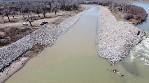 Large bypass channel on the Yellowstone River