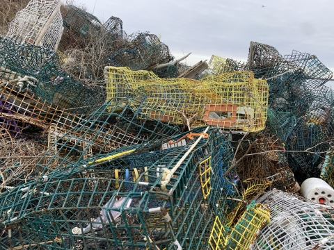 distorted and crushed traps stack on top of one another on Hart Island