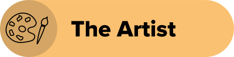 A yellow box contains a graphic of a paint brush and palette with text reading "The Artist"