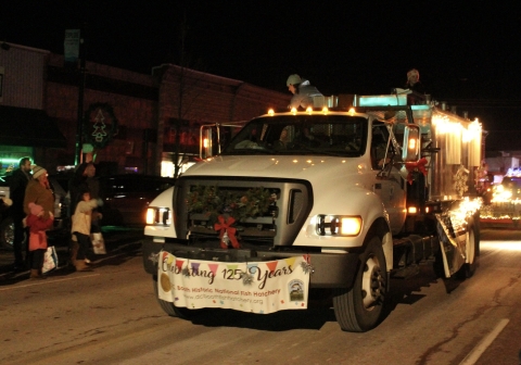 DC Booth hatchery decorated their fish truck for the holiday parade in town