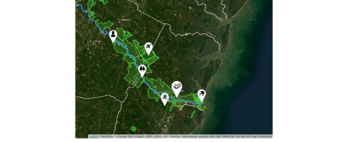 A map represents protected local, state and federal lands.