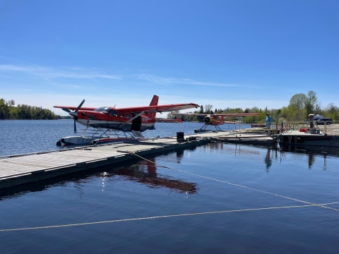 plane sitting on the water