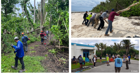 Volunteers help with trail restoration and beach clean-up at Ritidian