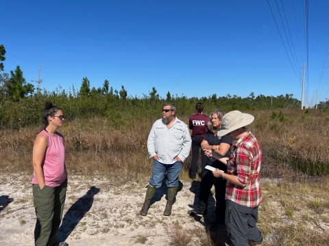 Biologists discussing habitat management goals