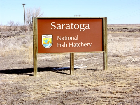 Entrance sign at Saratoga National Fish Hatchery.