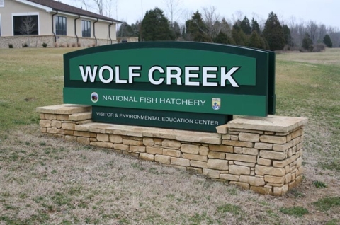 Front sign at Wolf Creek National Fish Hatchery