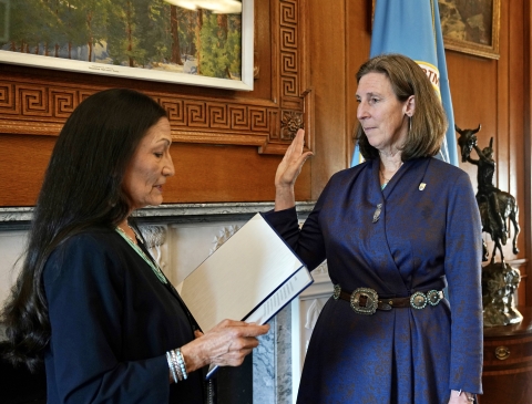 Deb Haaland swears in Martha Williams