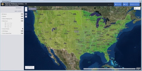 National Wetlands Inventory Mapper homepage showing a map of the conterminous U.S.