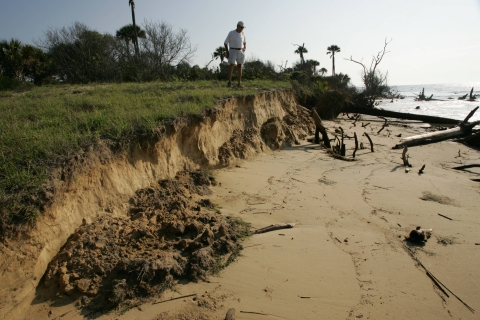 An eroding sand dune.