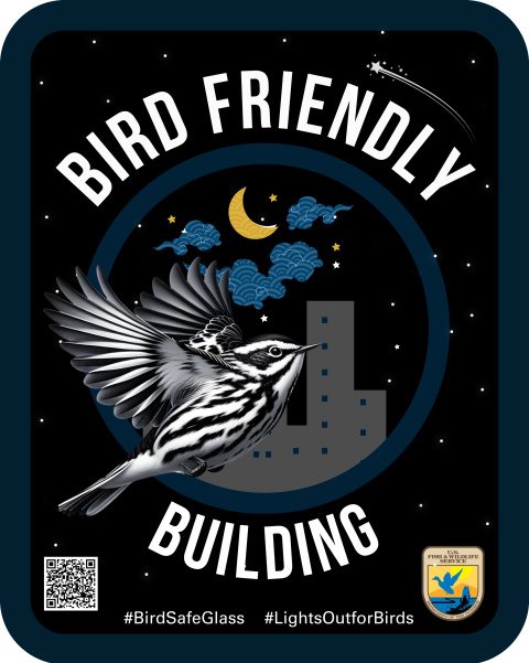 Bird friendly building sign