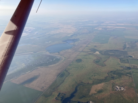 aerial view of smoky sky over the landcape