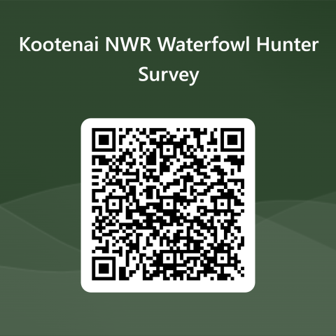 A QR Code with text that reads "Kootenai NWR Waterfowl Hunter Survey"