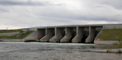 A large dam on a river