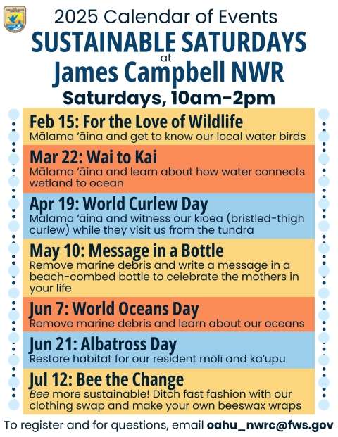 Sustainable Saturdays JCNWR - Feb - Jun 2025