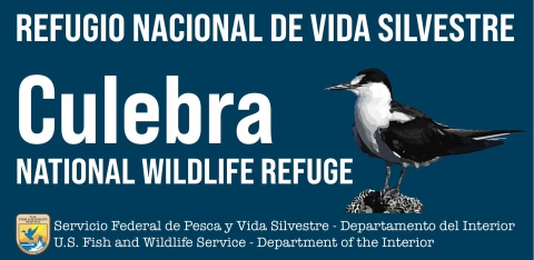 Culebra National Wildlife Refuge sign featuring the refuge's ambassador species the Sooty Tern.