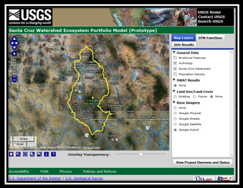 A screen shot of a USGS webpage of a map 