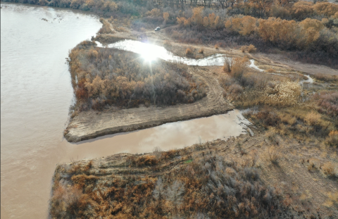 Aerial view of a body of water