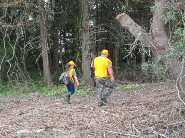 Father and young daughter on the family, friends and kids hunt at Santee NWR