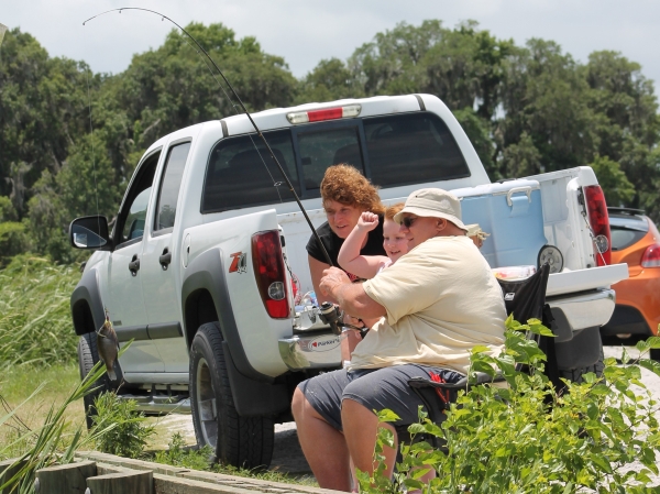 Bank fishing from the Laurel Hill Wildlife Drive at Savannah NWR