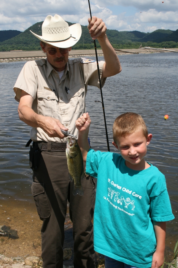 Trempealeau National Wildlife Refuge employee during a fishing event