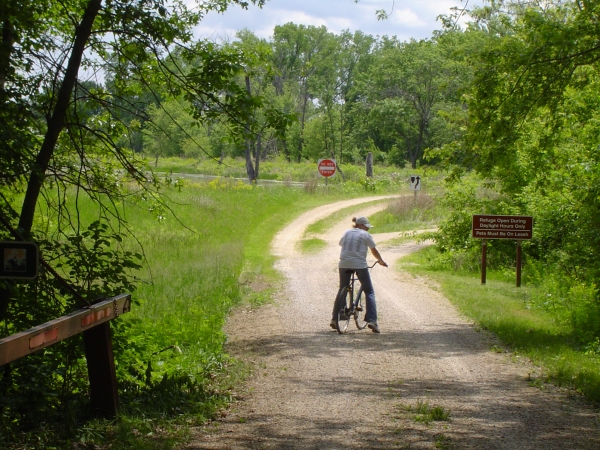 Visitor riding a bike at Trempealeau National Wildlife Refuge