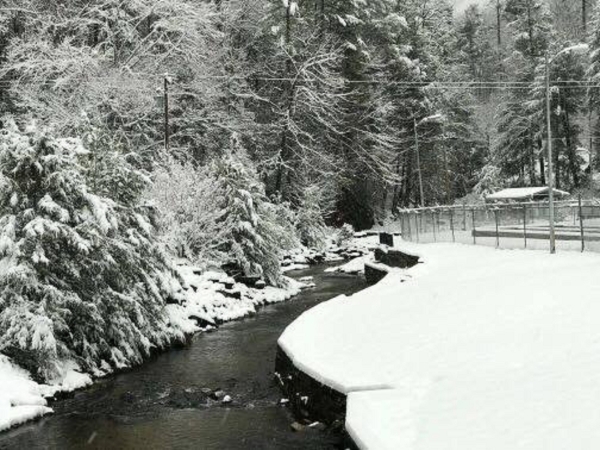 Snowy day Rock Creek at Chattahoochee Forest National Fish Hatchery