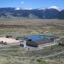 Overview of the fish hatchery from a hilltop