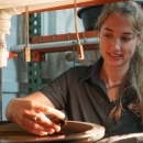 Woman holding a freshwater mussel